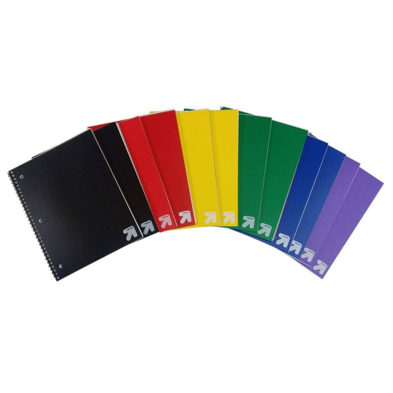 12pk 70 sheet Wide Ruled 1 Subject Spiral Notebook Assorted Colors- up & up
