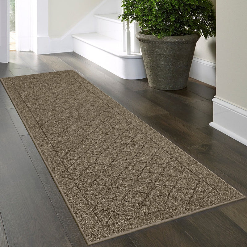 2'x7' Runner Diamond Clarkson Washable Tufted and Hooked Rug Tan - Threshold (LOCAL PICKUP ONLY)