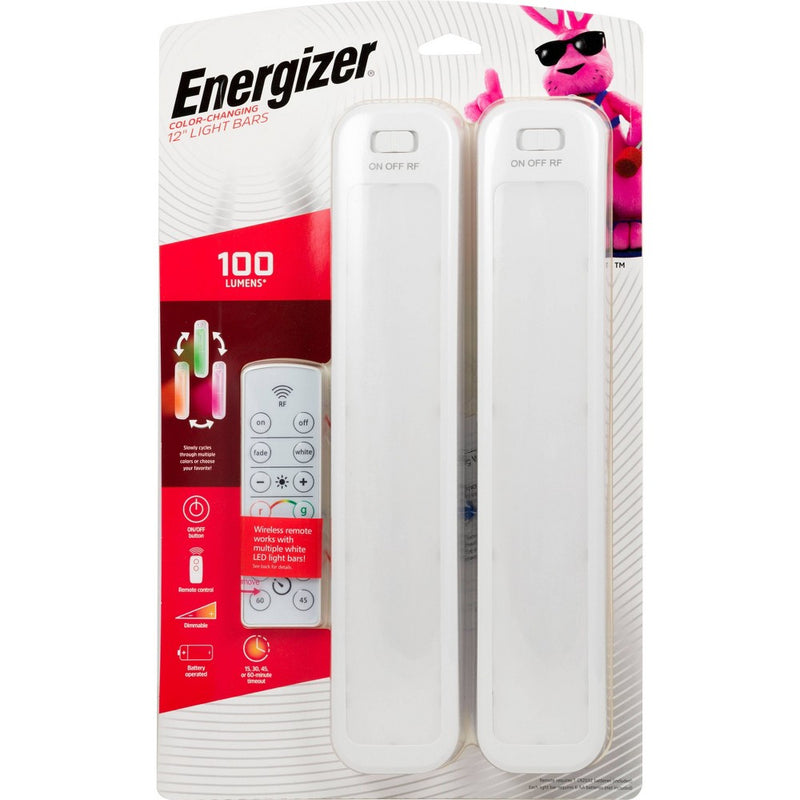 Energizer 12" 2pk Indoor Color Changing LED Cabinet Lights Bar with Remote White