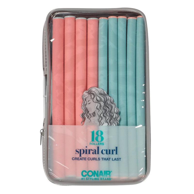 Conair Spiral Rollers Mint/Coral -18pc