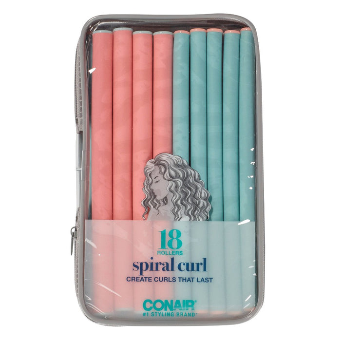 Conair Spiral Rollers Mint/Coral -18pc