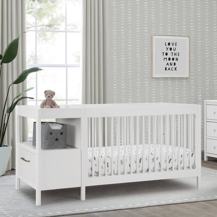 Delta Children Zoe 5-in-1 Convertible Crib and Changer - Bianca White (LOCAL PICKUP ONLY)