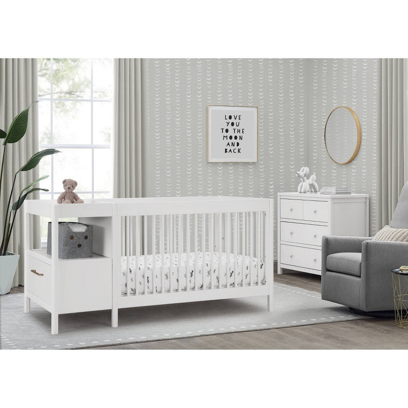 Delta Children Zoe 5-in-1 Convertible Crib and Changer - Bianca White (LOCAL PICKUP ONLY)