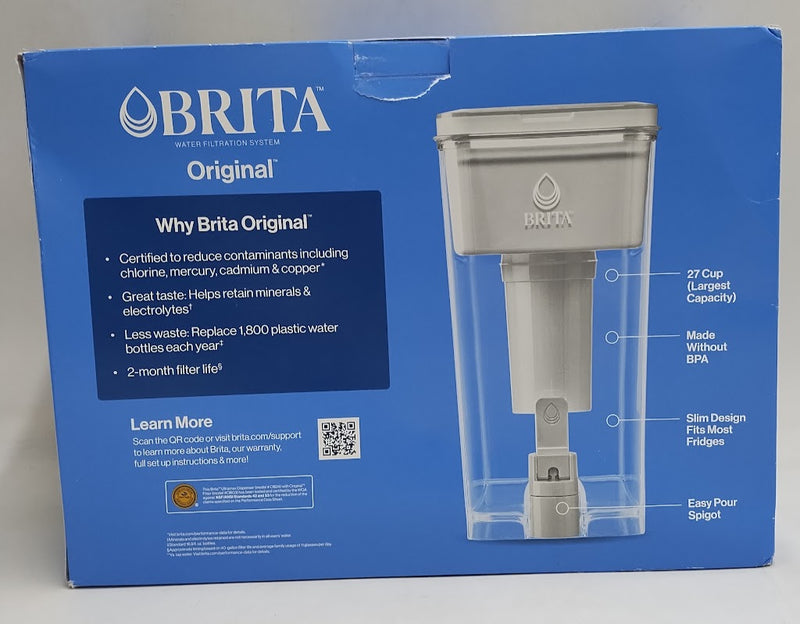 Brita Extra Large 18 Cup BPA Free Filter Water Dispenser with 1 Standard Filter - Gray