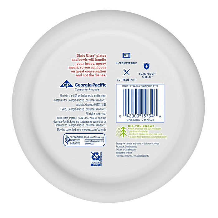 Dixie Ultra Disposable Paper Plates 6 7/8" - 44ct