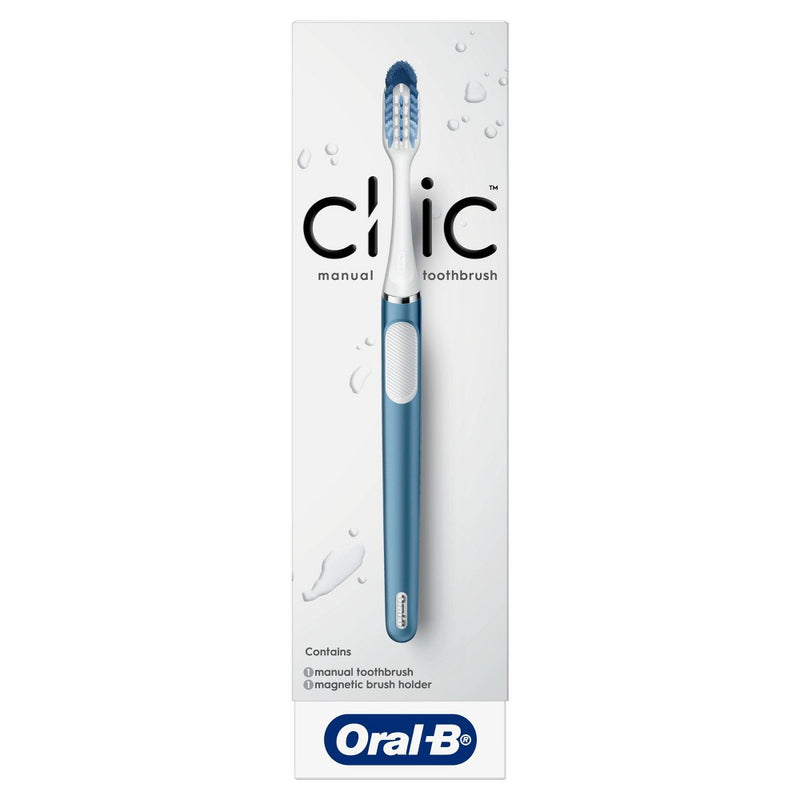 Oral-B Clic Manual Toothbrush with Magnetic Brush Holder - Alaska Blue