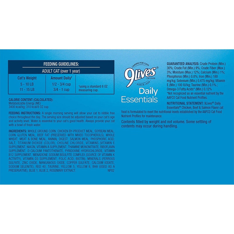 9Lives Daily Essentials Chicken, Beef & Salmon Flavors Adult Complete & Balanced Dry Cat Food - 13.2lbs