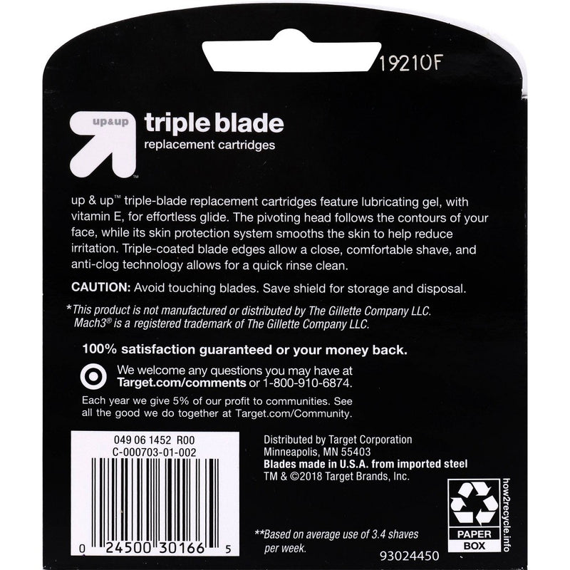 Men's 3 Blade Cartridges 10ct - up & up (Fits Gillette Mach3 handles)