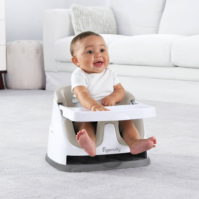 Ingenuity Baby Base 2-in-1 Booster Feeding and Floor Seat with Self-Storing Tray