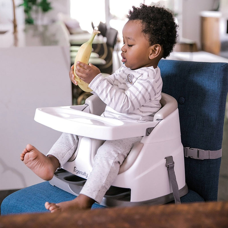 Ingenuity Baby Base 2-in-1 Booster Feeding and Floor Seat with Self-Storing Tray
