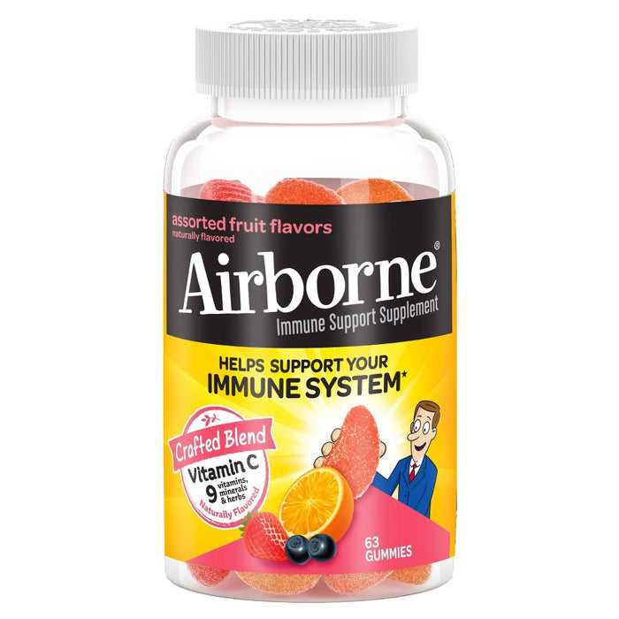 Airborne Immune Support Gummies with Vitamin C & Zinc - Assorted Fruit - 63ct