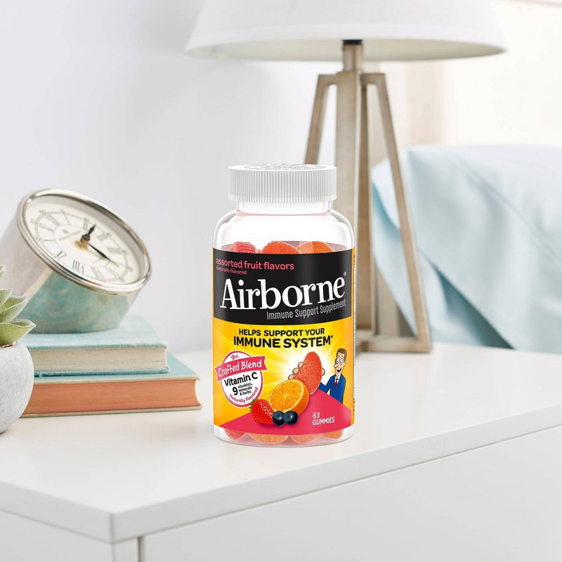 Airborne Immune Support Gummies with Vitamin C & Zinc - Assorted Fruit - 63ct
