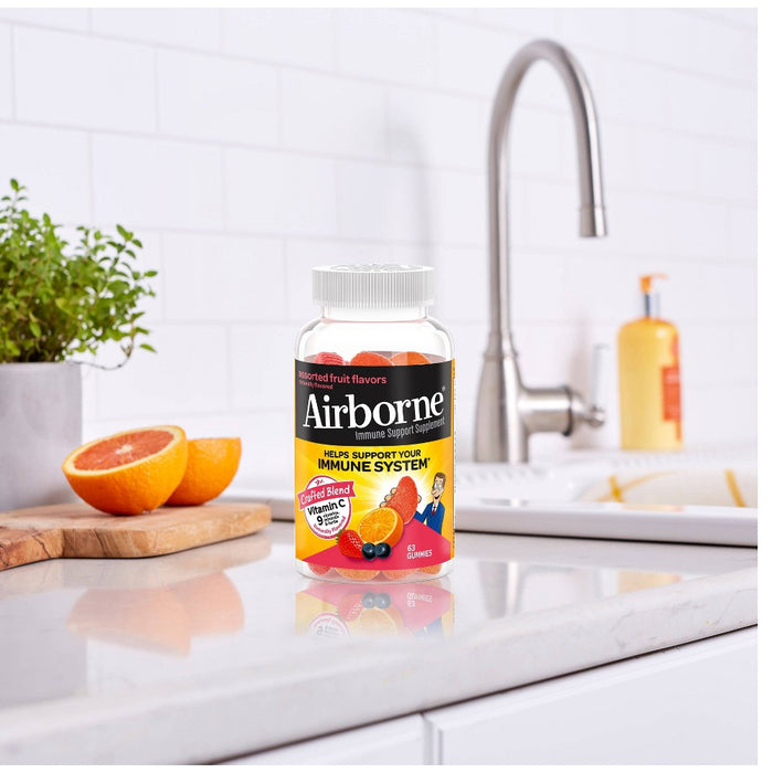 Airborne Immune Support Gummies with Vitamin C & Zinc - Assorted Fruit - 63ct