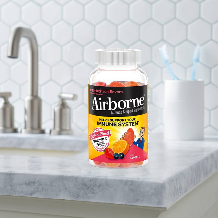 Airborne Immune Support Gummies with Vitamin C & Zinc - Assorted Fruit - 63ct