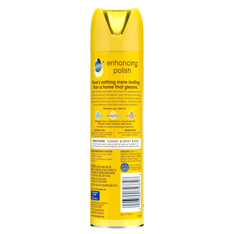 Pledge Enhancing Polish Spray Lemon - 9.7oz
