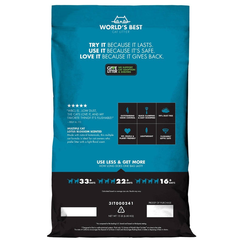 World's Best Cat Litter Lotus Blossom Scented Formula - 15lbs