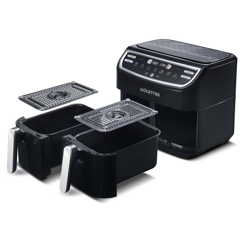 Gourmia 9-Quart Dual Basket Digital Air Fryer, with 7 Functions, Smart Finish and Match Cook