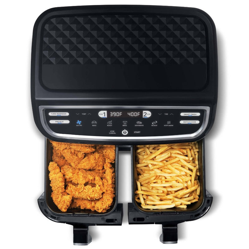 Gourmia 9-Quart Dual Basket Digital Air Fryer, with 7 Functions, Smart Finish and Match Cook