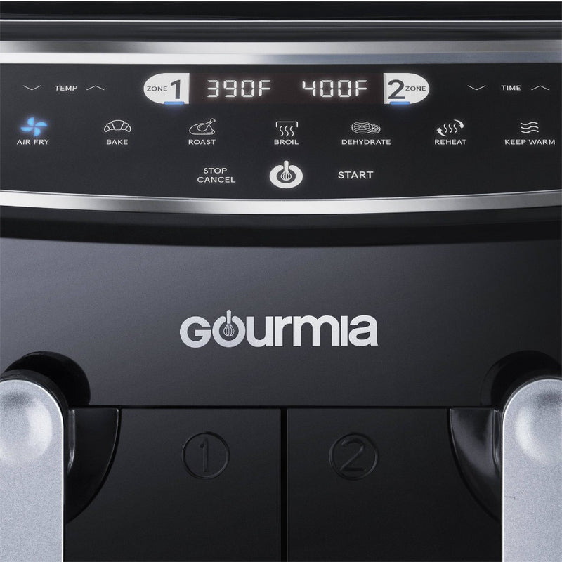Gourmia 9-Quart Dual Basket Digital Air Fryer, with 7 Functions, Smart Finish and Match Cook