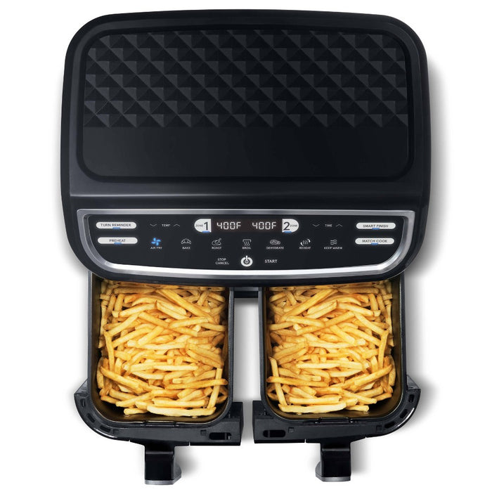 Gourmia 9-Quart Dual Basket Digital Air Fryer, with 7 Functions, Smart Finish and Match Cook