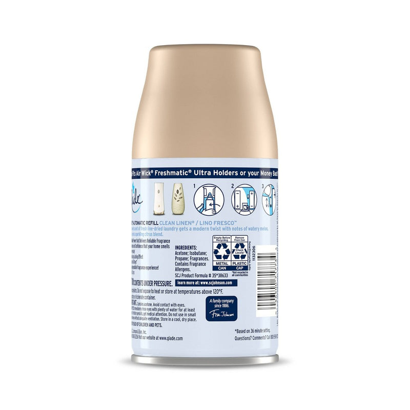 Glade Automatic Spray Air Freshener Clean Linen 1ct Refill - 6.2oz