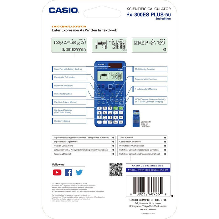 Casio FX-300 Scientific Calculator - Blue