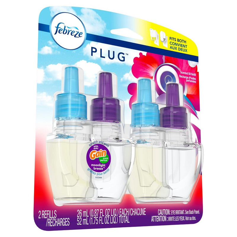 Febreze Plug Air Freshener Refills with Gain Moonlight Breeze - 2ct 1.75oz