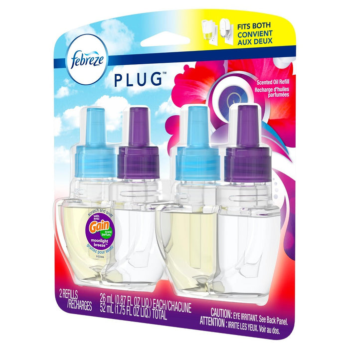 Febreze Plug Air Freshener Refills with Gain Moonlight Breeze - 2ct 1.75oz