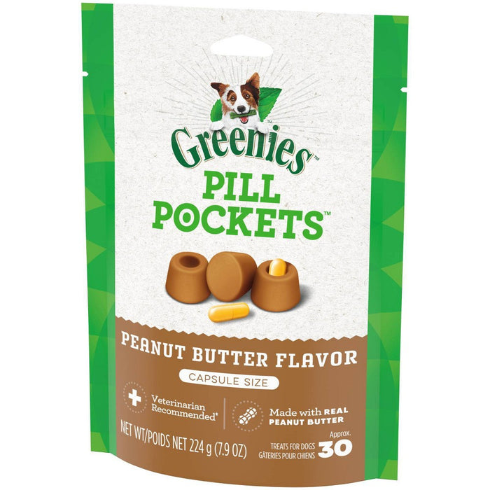 Greenies Pill Pockets Capsule Size Peanut Butter Flavor Chewy Dog Treats - 30ct/7.9oz