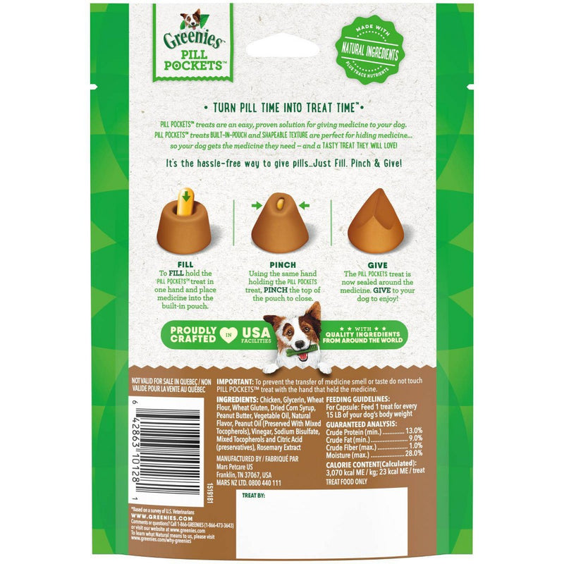 Greenies Pill Pockets Capsule Size Peanut Butter Flavor Chewy Dog Treats - 30ct/7.9oz