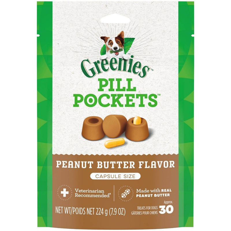 Greenies Pill Pockets Capsule Size Peanut Butter Flavor Chewy Dog Treats - 30ct/7.9oz