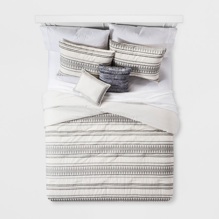 Full/Queen 5pc Tatiana Global Woven Stripe Cotton Comforter Set Cream - Threshold™