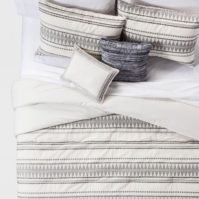 Full/Queen 5pc Tatiana Global Woven Stripe Cotton Comforter Set Cream - Threshold™