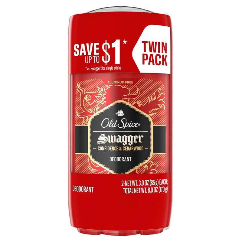 Old Spice Red Collection Swagger Scent Deodorant for Men - 2 Pack - 3 oz.