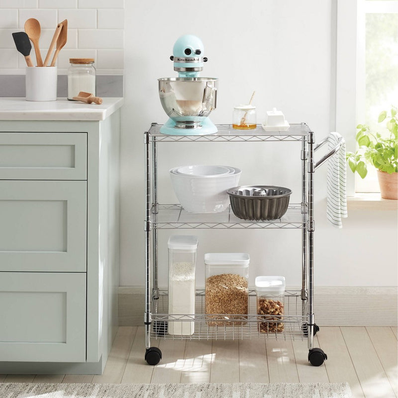 3 Tier Metal Utility Cart Chrome - Brightroom™ (LOCAL PICKUP ONLY)