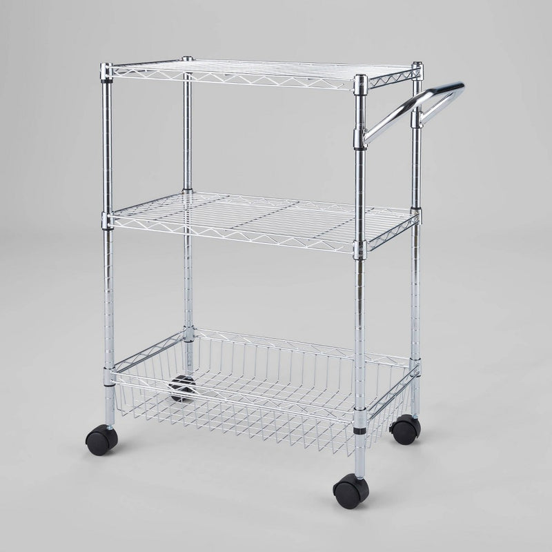 3 Tier Metal Utility Cart Chrome - Brightroom™ (LOCAL PICKUP ONLY)