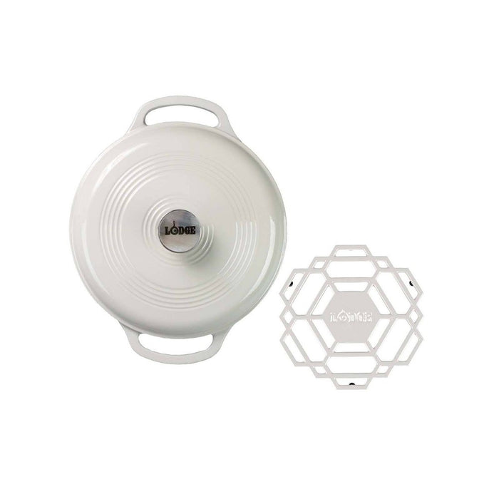 Lodge 6qt Cast Iron Enamel Dutch Oven Oyster with Matching Trivet (LOCAL PICKUP ONLY)