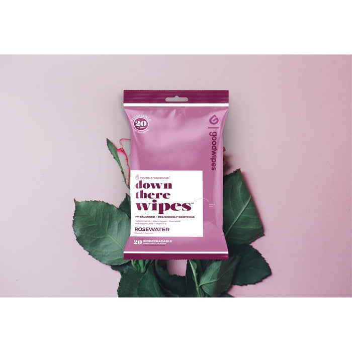 Goodwipes Flushable Down There Cleansing Wipes - Rosewater - 20ct
