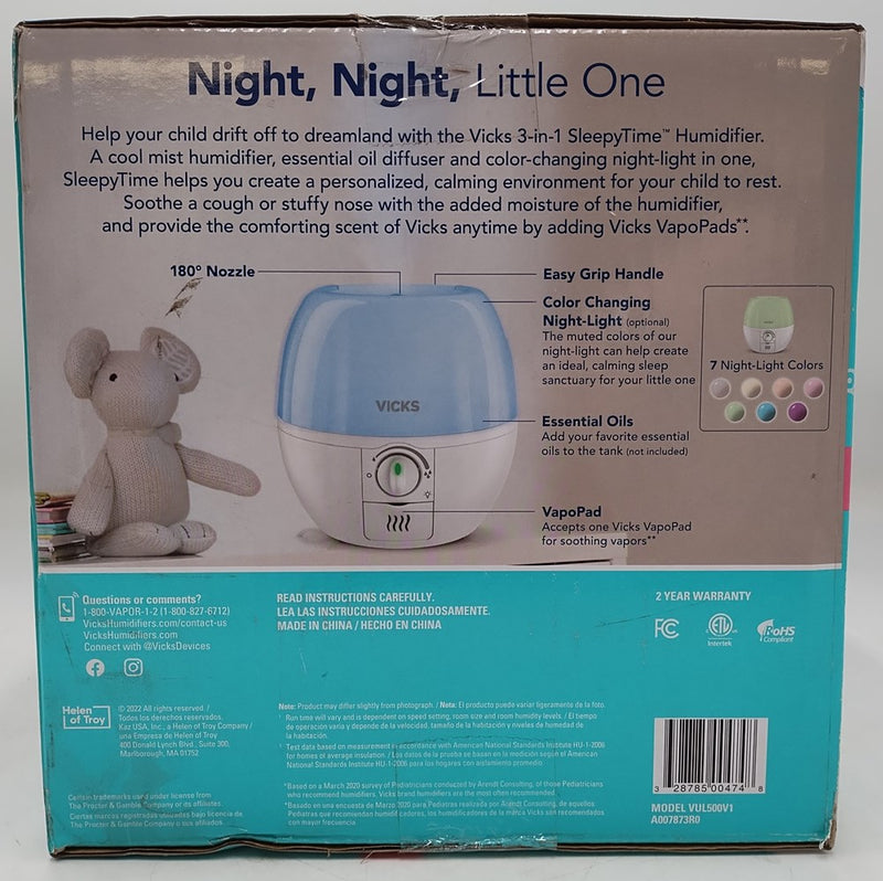 Vicks 3-in-1 Sleepy Time Humidifier Diffuser Nightlight