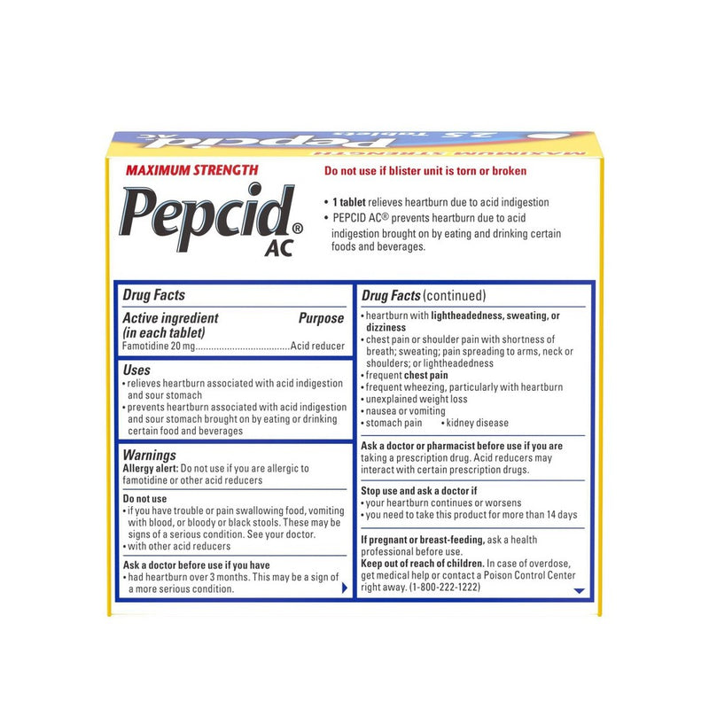 Pepcid AC Maximum Strength Heartburn Prevention & Relief Tablets - 25 ct.