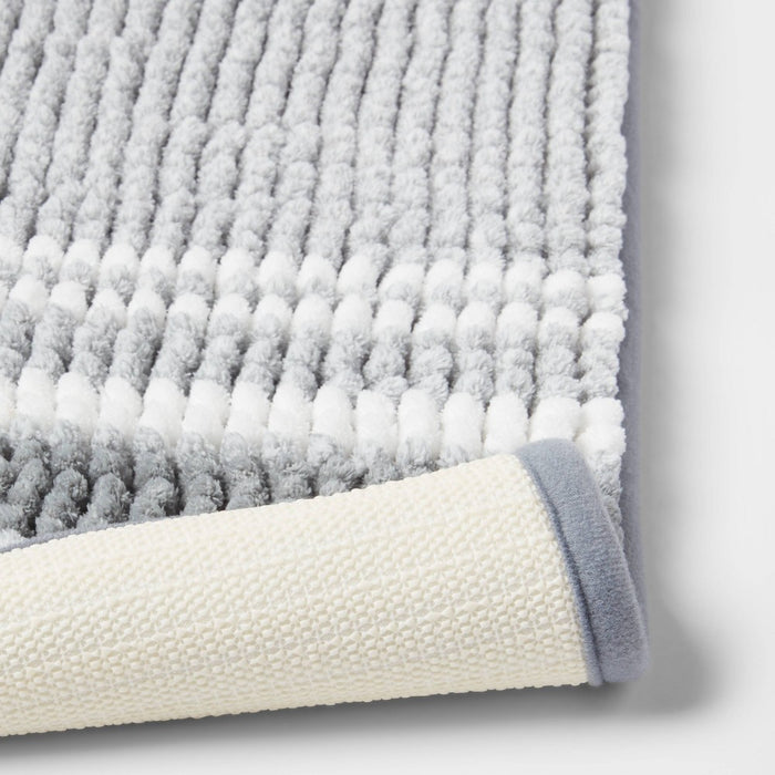 20"x34" Low Chenille Memory Foam Bath Rug Gray Stripe - Threshold™