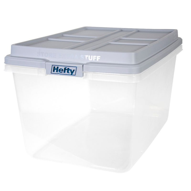 Hefty 72qt Clear Hi-Rise Storage bin with Stackable Lid Gray (LOCAL PICKUP ONLY)