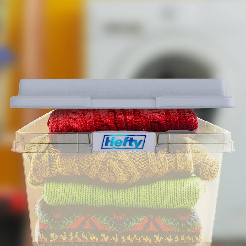 Hefty 72qt Clear Hi-Rise Storage bin with Stackable Lid Gray (LOCAL PICKUP ONLY)