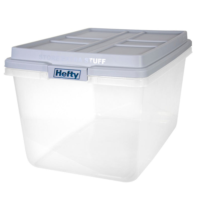 Hefty 72qt Clear Hi-Rise Storage bin with Stackable Lid Gray (LOCAL PICKUP ONLY)