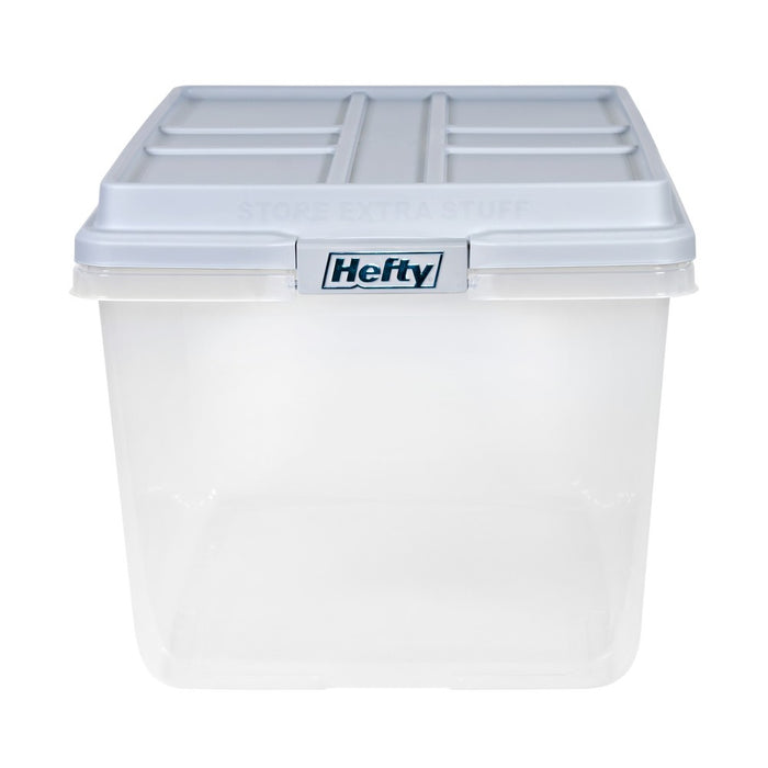 Hefty 72qt Clear Hi-Rise Storage bin with Stackable Lid Gray