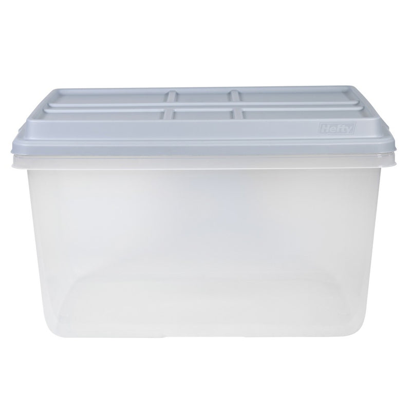 Hefty 72qt Clear Hi-Rise Storage bin with Stackable Lid Gray (LOCAL PICKUP ONLY)