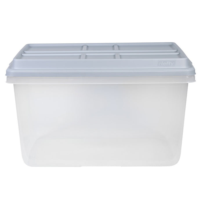 Hefty 72qt Clear Hi-Rise Storage bin with Stackable Lid Gray