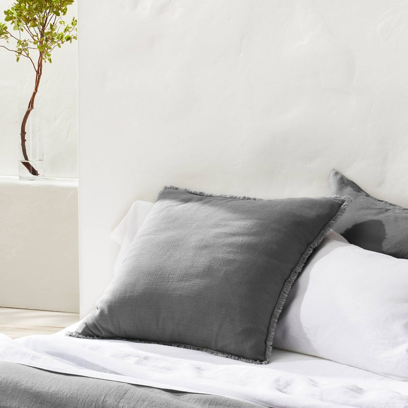 Euro Heavyweight Linen Blend Throw Pillow Dark Gray - Casaluna™ (LOCAL PICKUP ONLY)