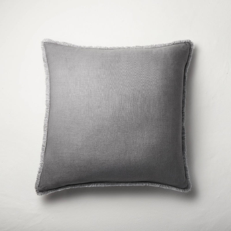 Euro Heavyweight Linen Blend Throw Pillow Dark Gray - Casaluna™ (LOCAL PICKUP ONLY)