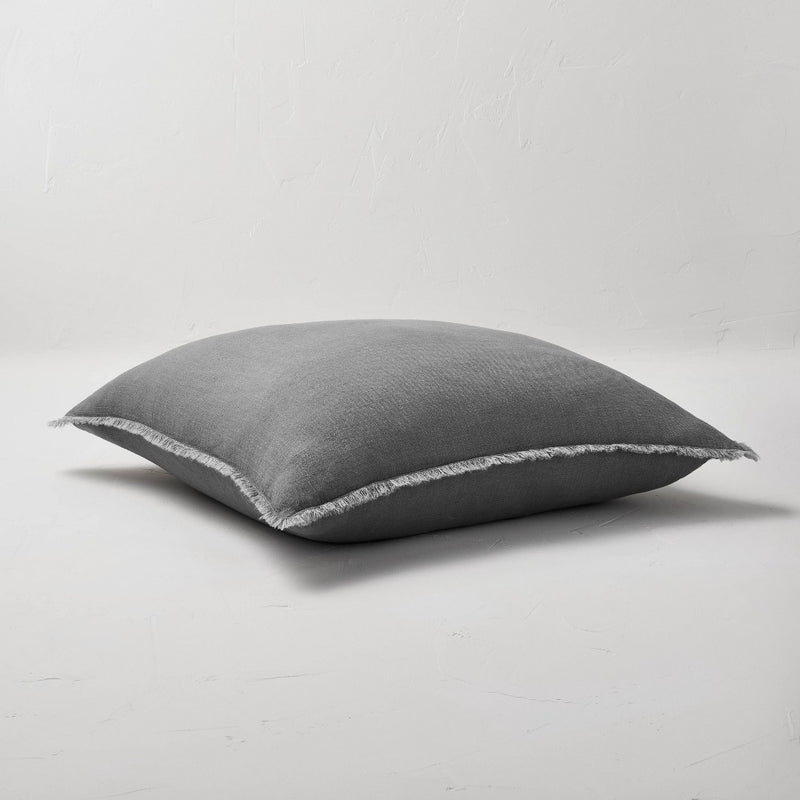 Euro Heavyweight Linen Blend Throw Pillow Dark Gray - Casaluna™ (LOCAL PICKUP ONLY)
